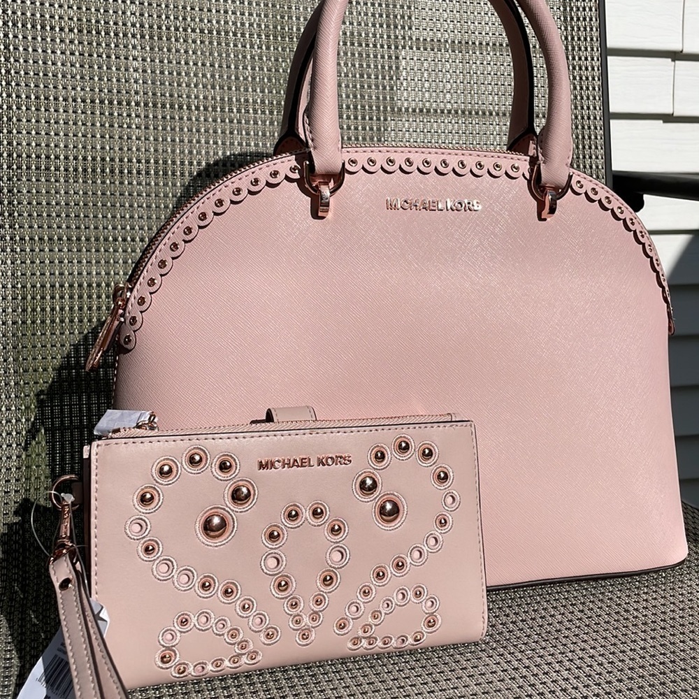 2pc ๐ Michael Kors Emmy satchel and wallet rose gold - Picture 2 of 15